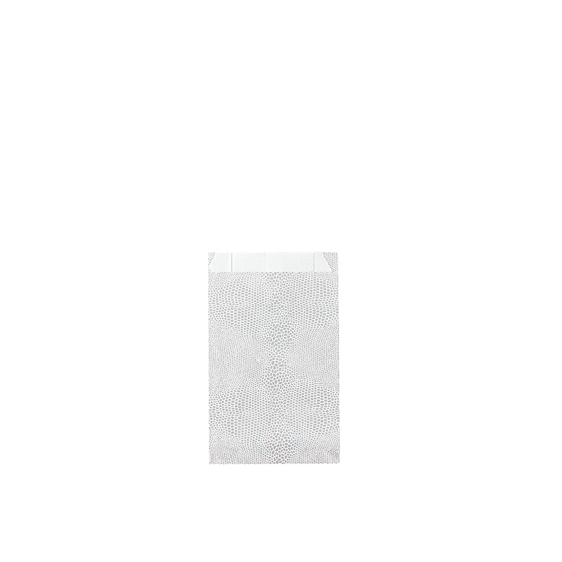 Sachets cadeau imprimé lézard blanc/couleur argent, 7 x 12cm, 70g (x250)