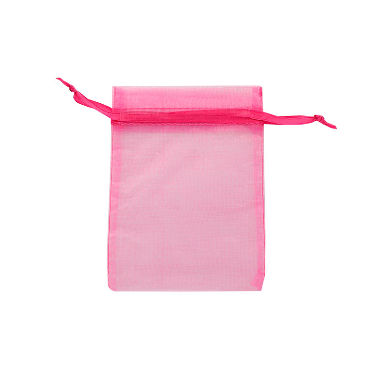 Bourses voile organdi synthetique fuchsia, 12 x 13 cm