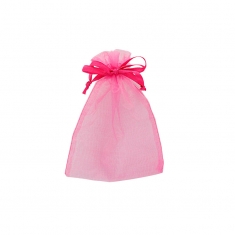 Bourses voile organdi synthetique fuchsia, 12 x 13 cm