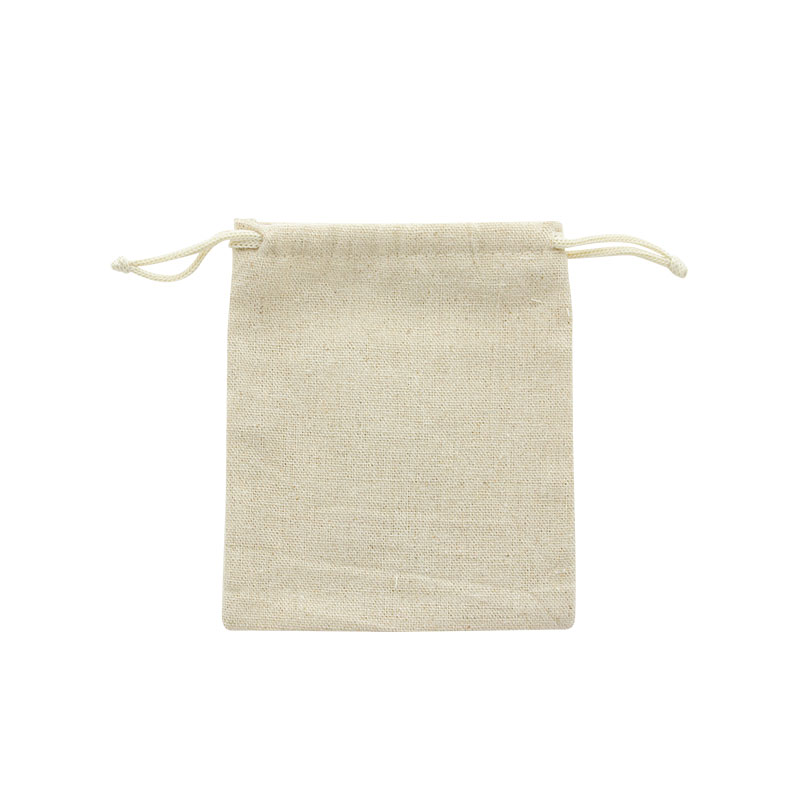 Bourses 100% lin avec cordelettes coton beige 12 x 14 cm