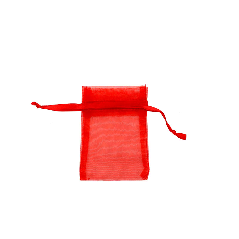 Bourses voile organdi synthetique rouge, 9 x 9cm