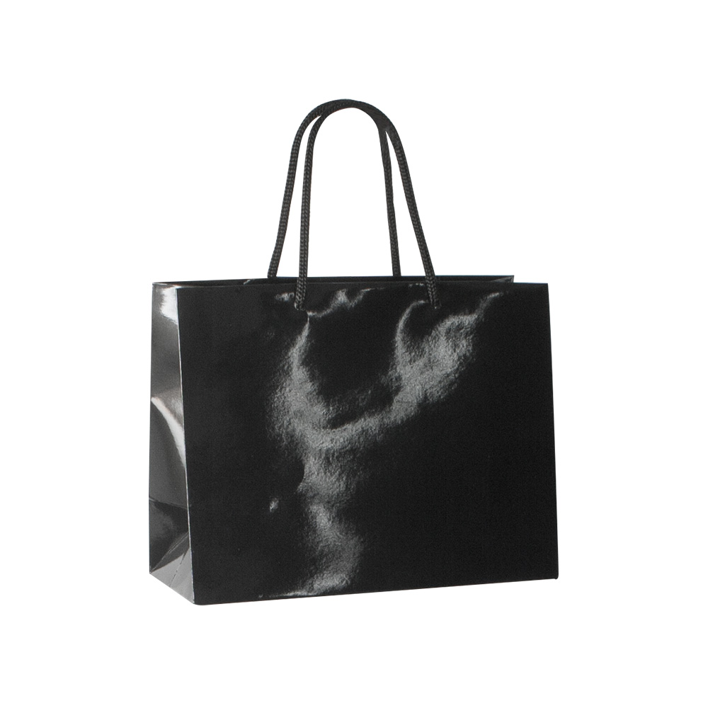 Sacs papier brillant noir 24 x 12 x H 18 cm, 190 g