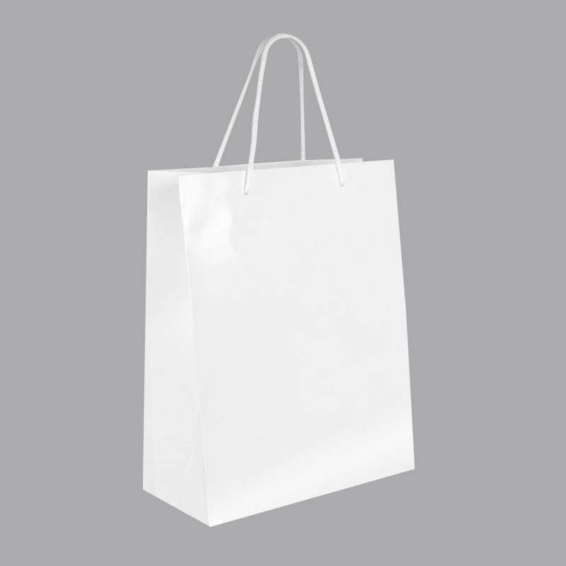 Sacs papier brillant blanc 26,4 x 12,5 x H 32,7 cm, 190 g