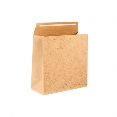 Pochettes kraft naturel, végétal volute doré, dorure à chaud, 200g - 10 x 6,5 x H 10cm