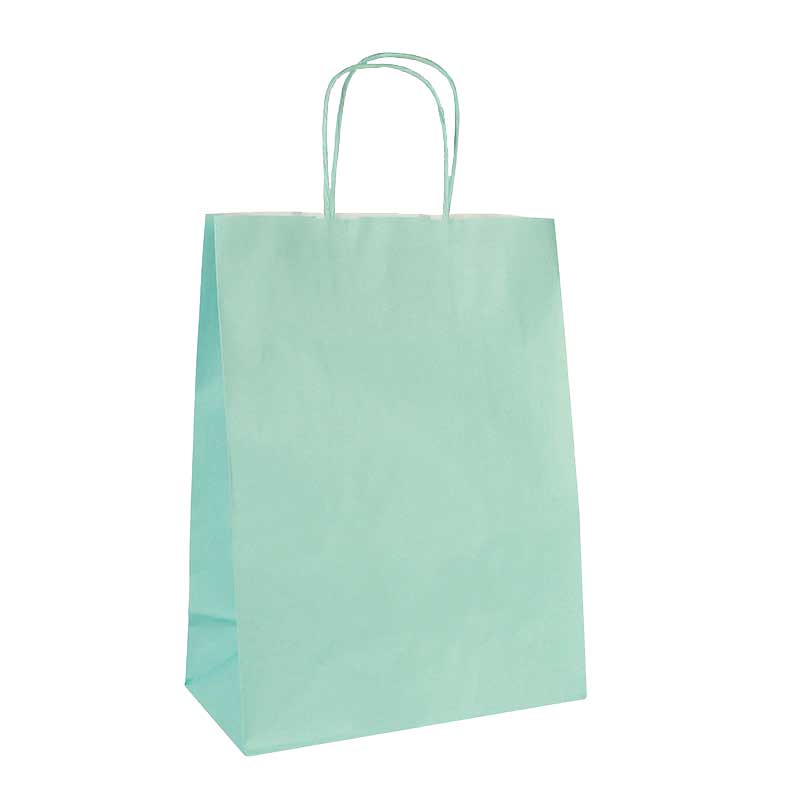 Sacs papier kraft vert d\\\'eau 23 x 12 x H 30 cm, 90 g