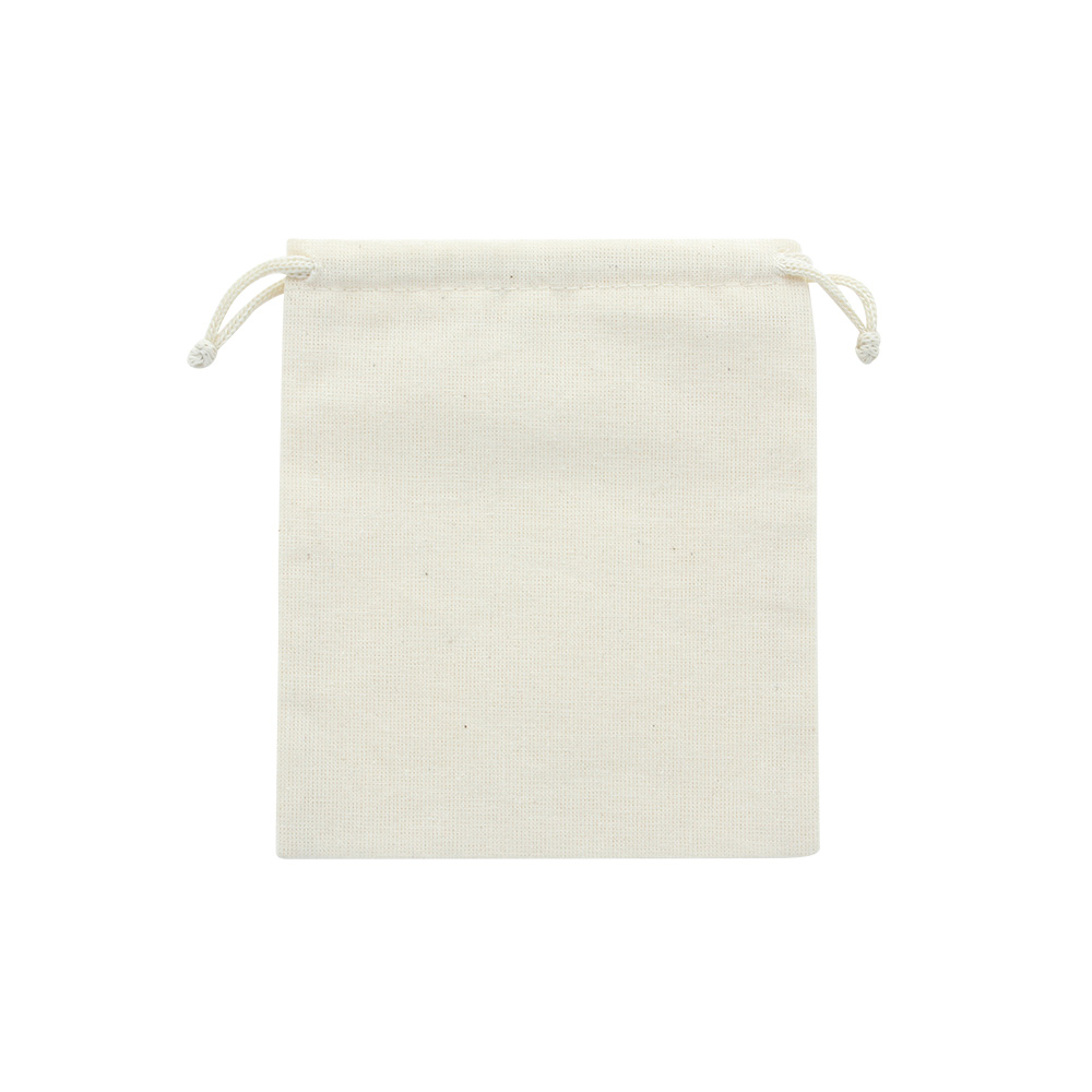 Bourses 100% coton avec cordelettes coton beige clair 12 x 14 cm