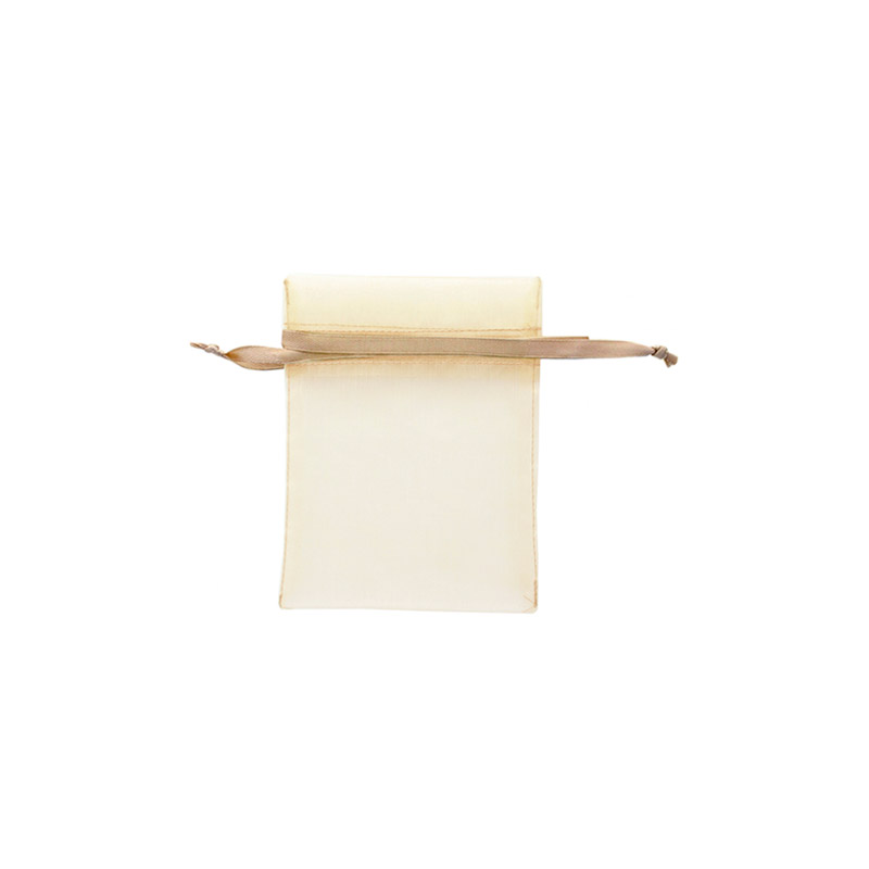 Bourses voile organdi synthétique beige, 9 x 9cm