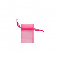 Bourses voile organdi synthetique fuchsia, 7 x 7 cm