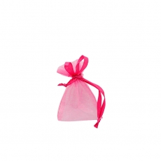 Bourses voile organdi synthetique fuchsia, 7 x 7 cm