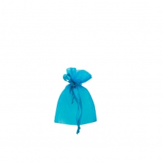 Bourses voile organdi synthetique turquoise, 7 x 7 cm