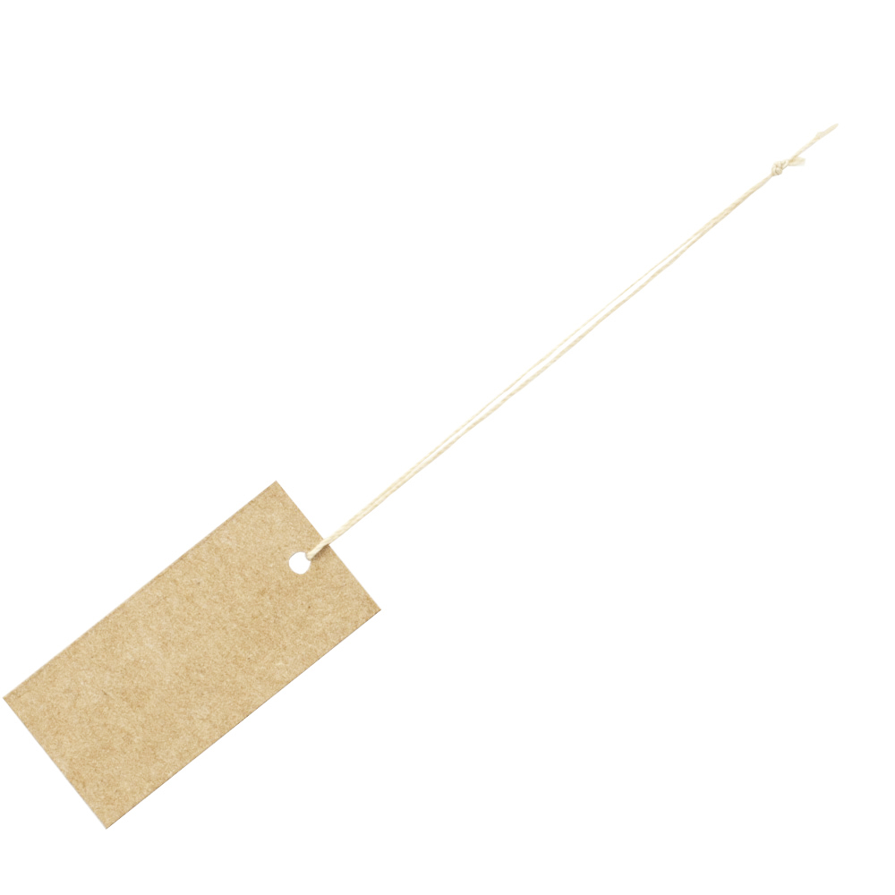 Etiquettes carton kraft à fil coton - Neutre 2 x 4,2 cm