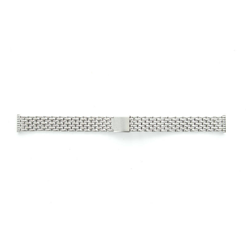 Bracelet montre à boucle déployante, mailles fines en acier brillant, 14 mm