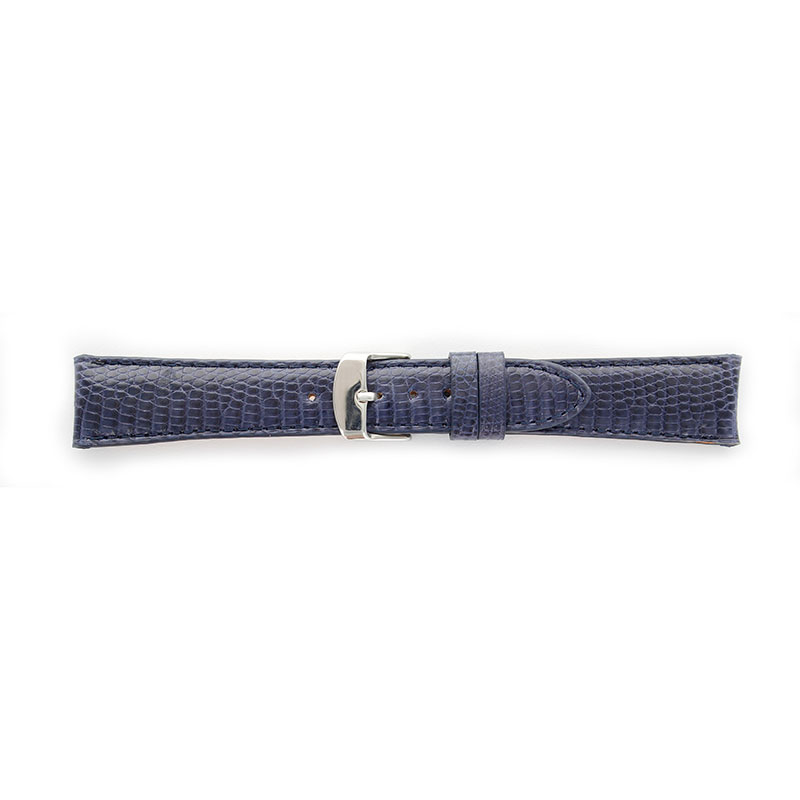 Bracelets montres cuir de lézard, couture ton sur ton, bleu marine