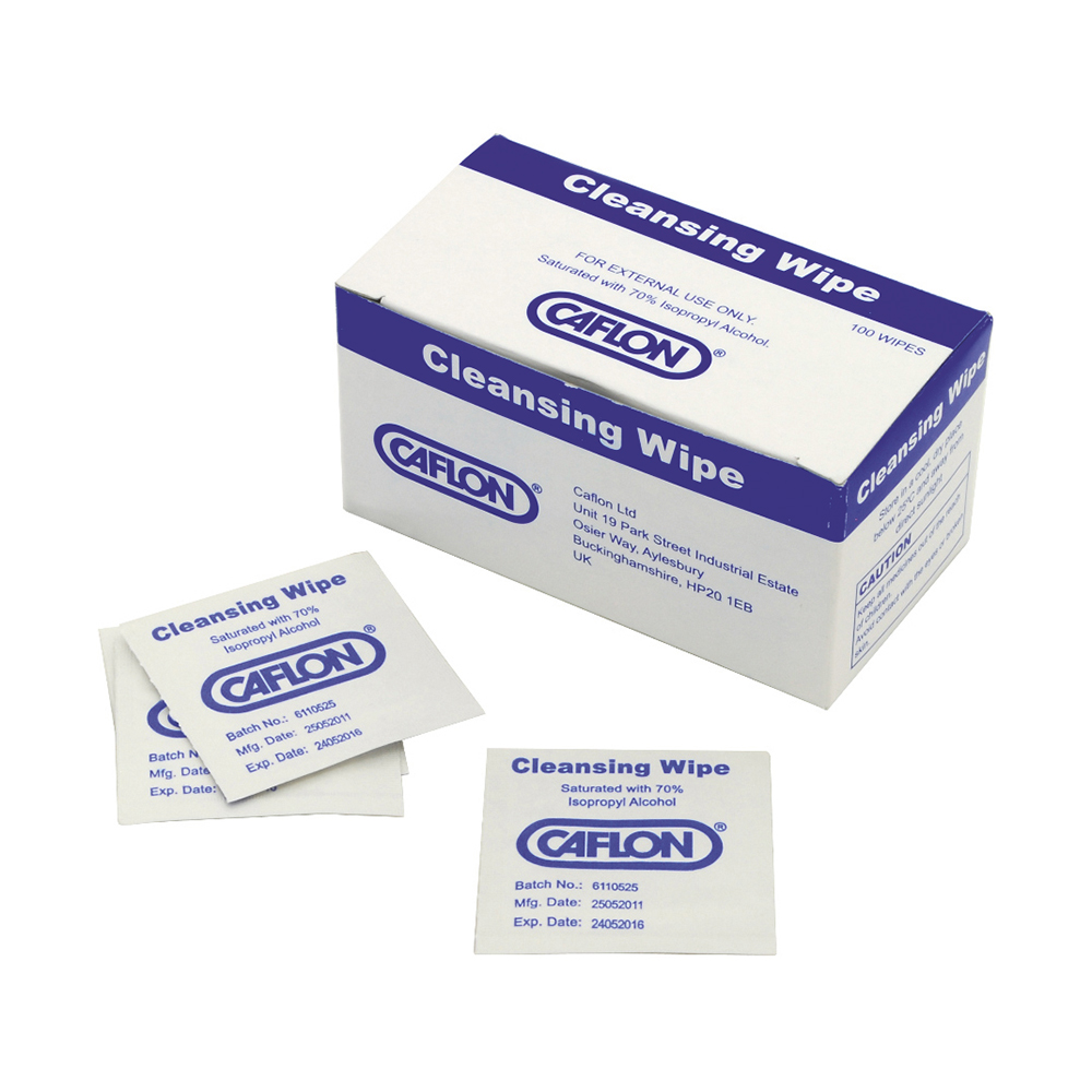 Boîte de tampons pré-injection Caflon pour le nettoyage de la peau (x100)