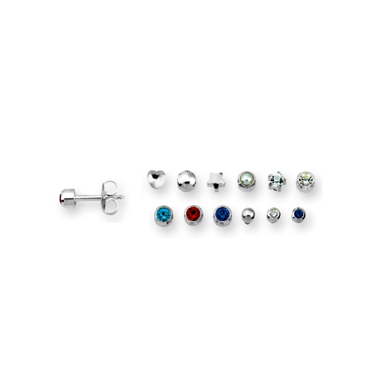 Perçage d\\\'oreilles Caflon acier inoxydable formes et couleurs assorties (x12)