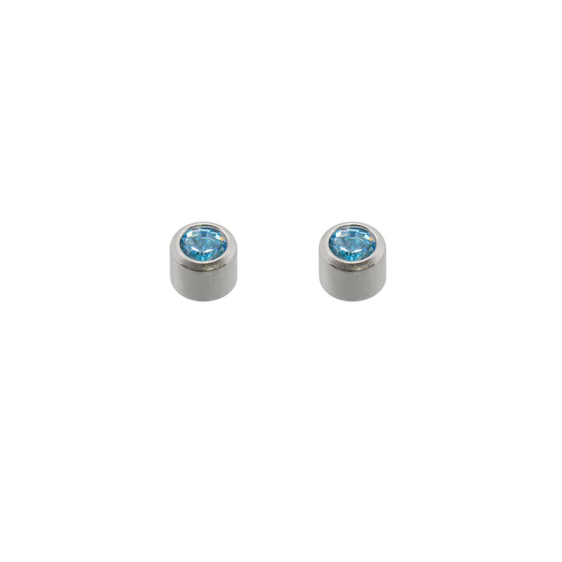 Perçage d'oreilles Caflon Blu acier inoxydable Cristal serti clos