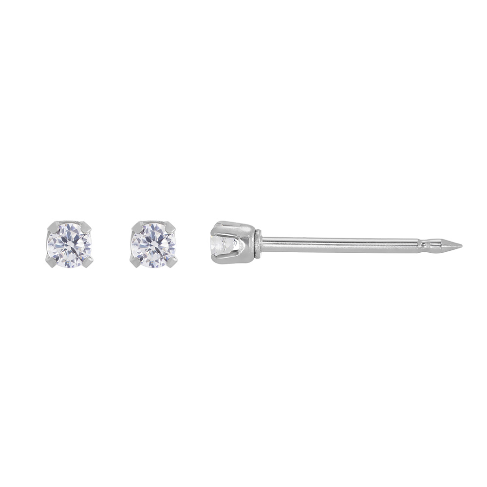 Perçage d'oreilles Inverness Or blanc 375/1000 Oxyde de zirconium 2mm serti griffes