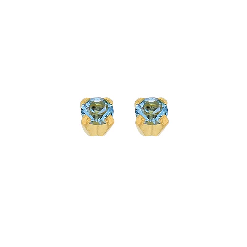 Perçage d'oreilles Safetec® Gold acier doré à l'or fin oxydes de zirconium griffés