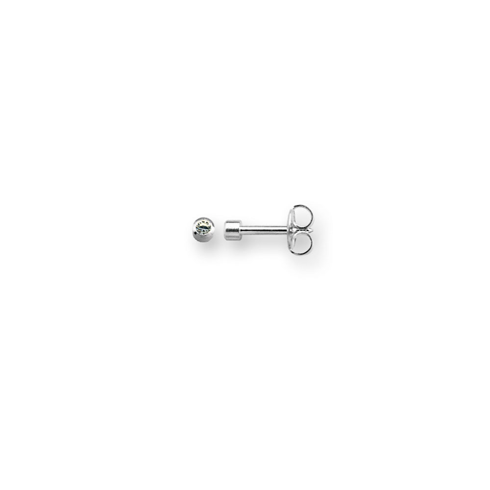 Perçage d'oreilles Caflon acier inoxydable Cristal blanc 3 mm serti clos (x12)