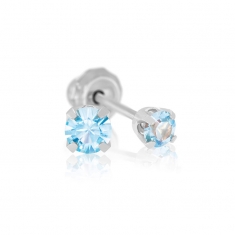 Perçage d\'oreilles Inverness cristal aigue-marine carré 3mm sur Acier inoxydable