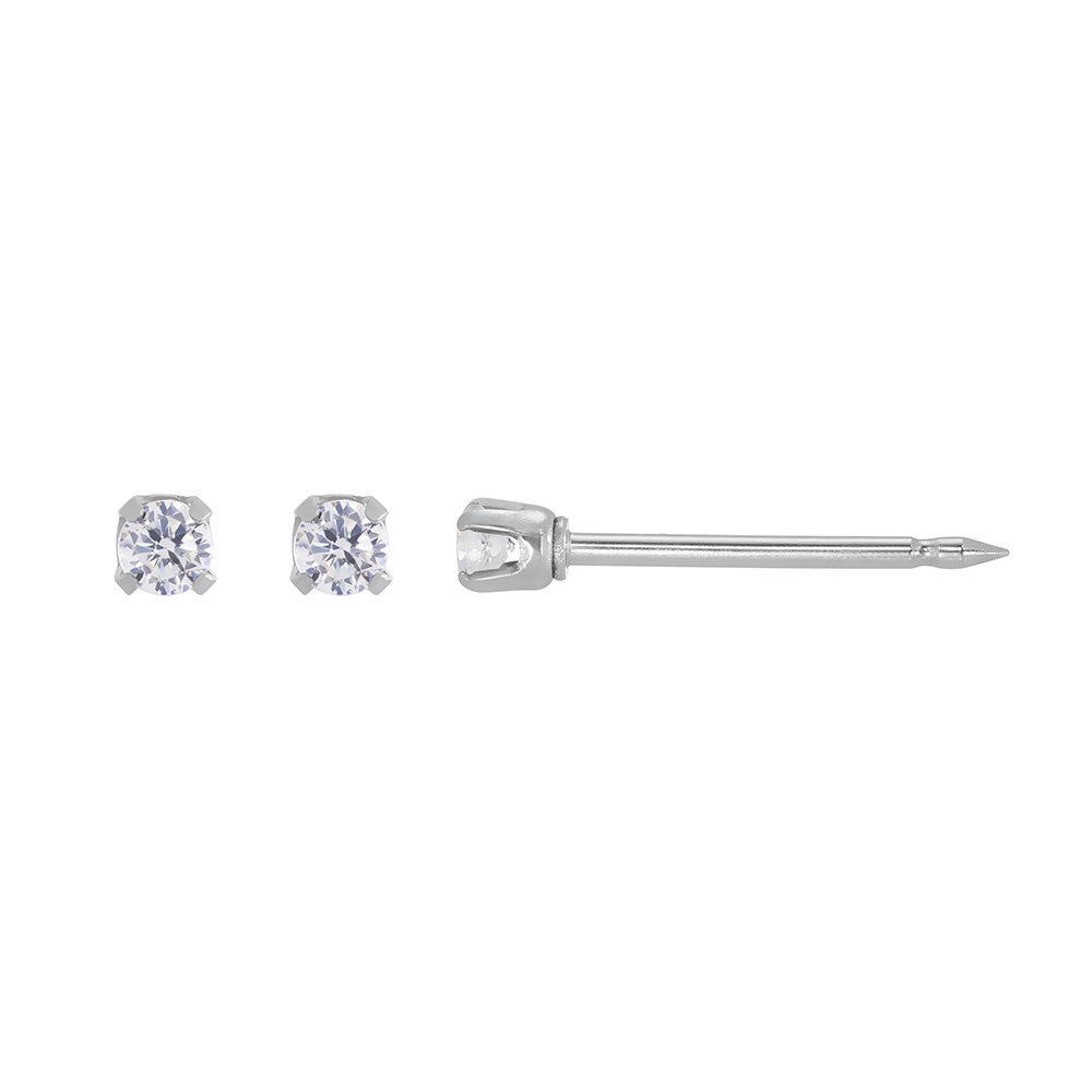 Perçage d'oreilles Inverness en Or blanc 750/1000 Oxyde de zirconium griffé 2mm