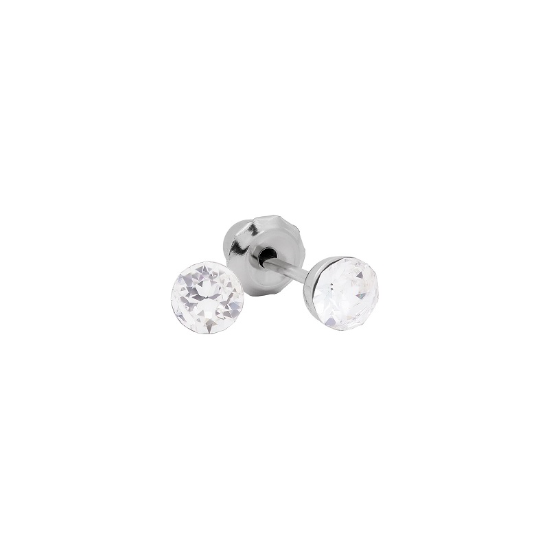 Perçage d'oreilles Inverness Cristal blanc 4mm, griffes invisibles, acier inoxydable