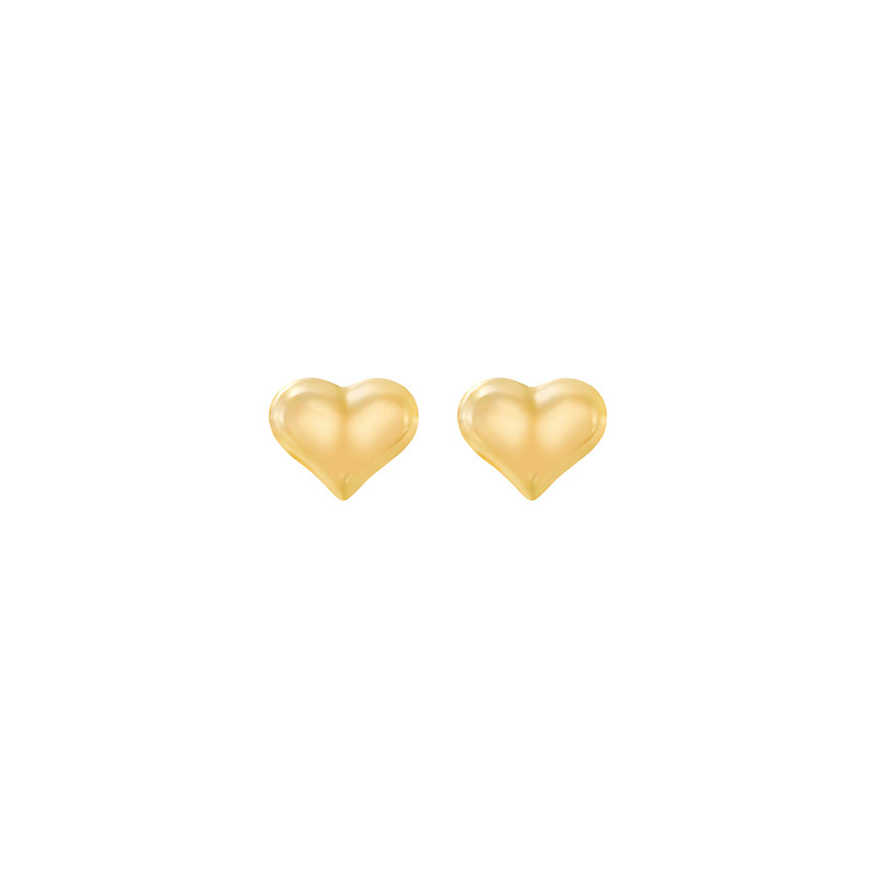 Perçage d'oreilles Inverness Fantaisie forme Coeur bombé en acier doré à l'or fin