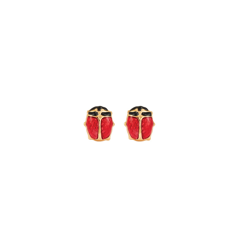 Perçage d\\\'oreilles Inverness Fantaisie Coccinelle émaillée rouge, acier doré à l\\\'or fin