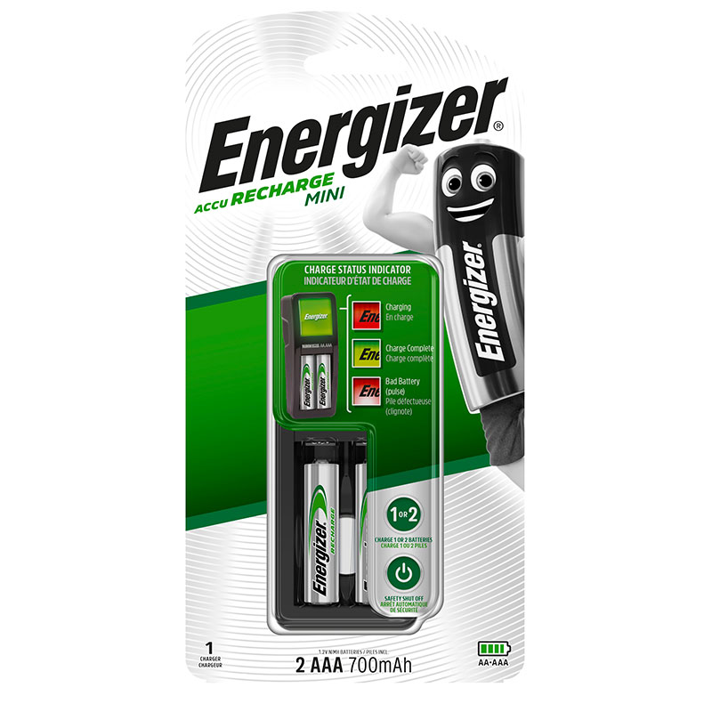 Mini chargeur pré-chargé + 2 piles LR3 Energizer