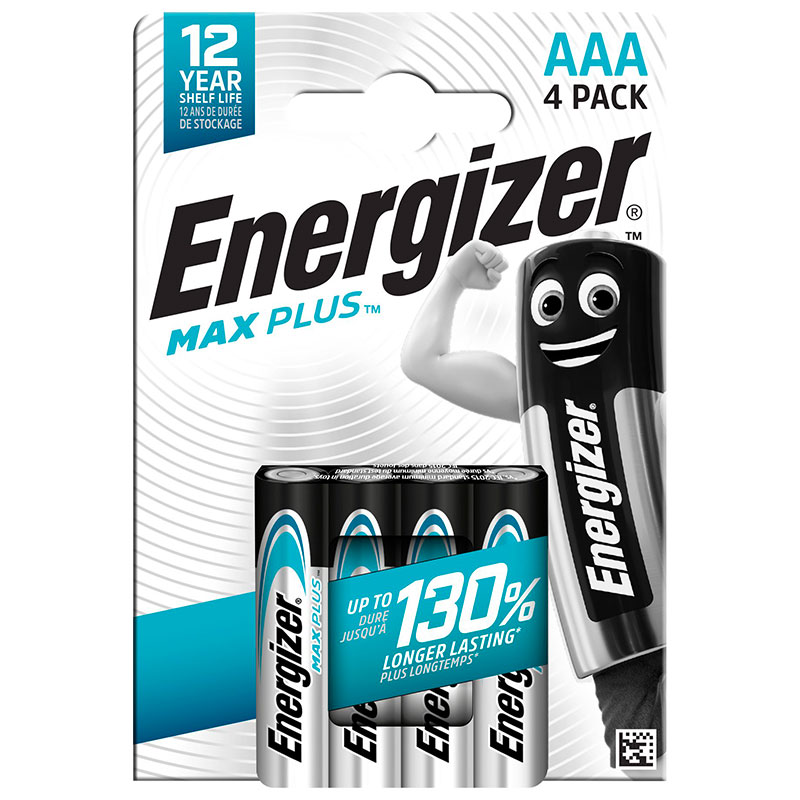 Piles alcalines LR03 Max Plus Energizer - Blister (x4)