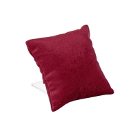 Coussin avec support gainé synthétique aspect velours, bordeaux