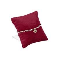 Coussin avec support gainé synthétique aspect velours, bordeaux