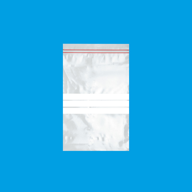 Sachets plastique Minigrip® anti-UV à bandes blanches 80 microns, 7 x 10cm (x100)