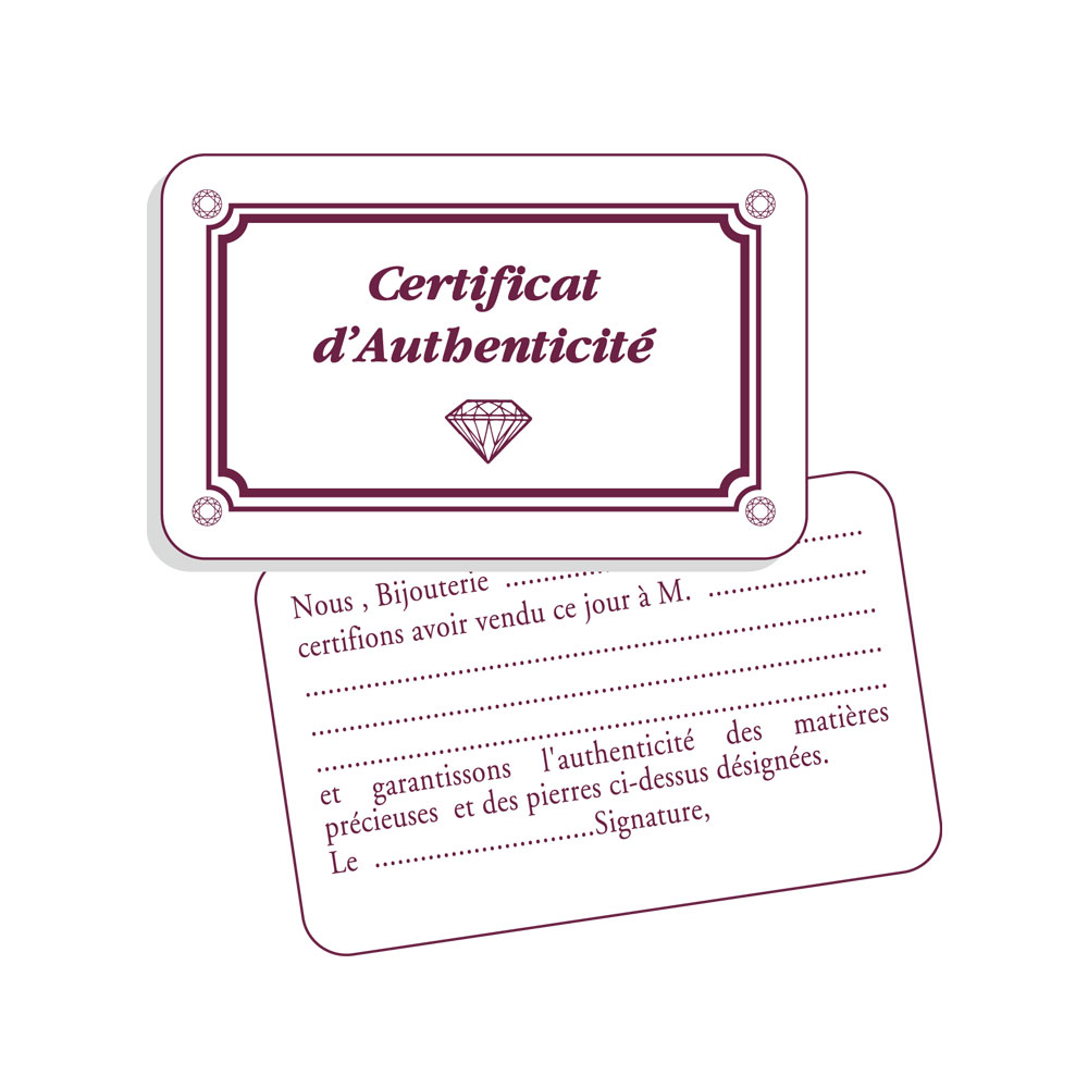 Certificats d\\\'authenticité pour bijoutiers (x50p)