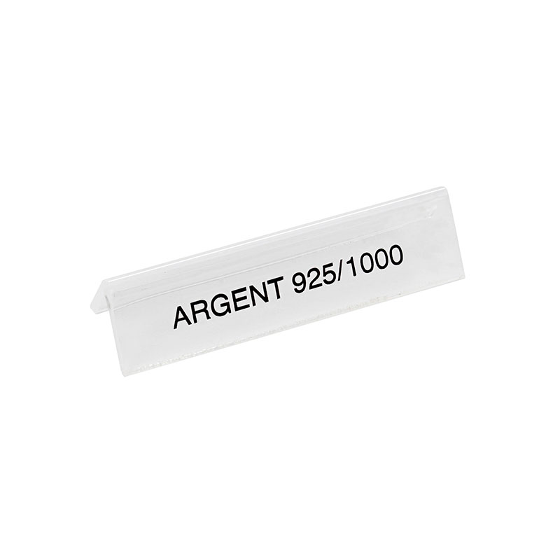 Mini chevalet plexi transparent titré ARGENT 925/1000