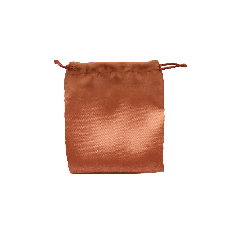 Bourses satin synthétique avec cordelettes coton Terracotta 12 x 14 cm