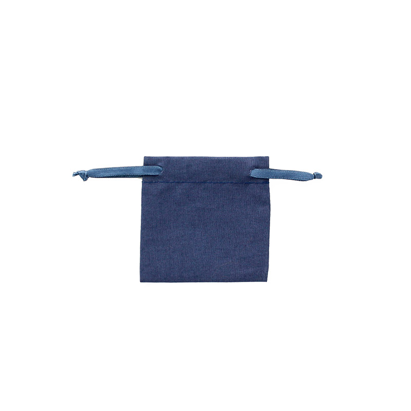 Bourses 100% coton avec rubans satin bleu marine 7 x 7cm