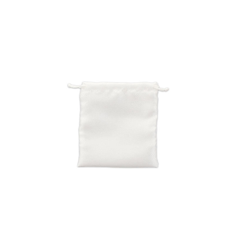 Bourses satin synthétique avec cordelettes coton blanc 11 x 10cm