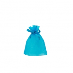 Bourses voile organdi synthetique turquoise, 9 x 9 cm