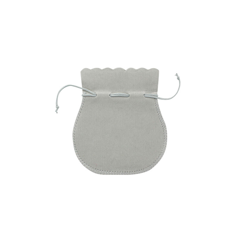 Bourses suédine de coton et viscose, gris - 12 x 9,5 cm