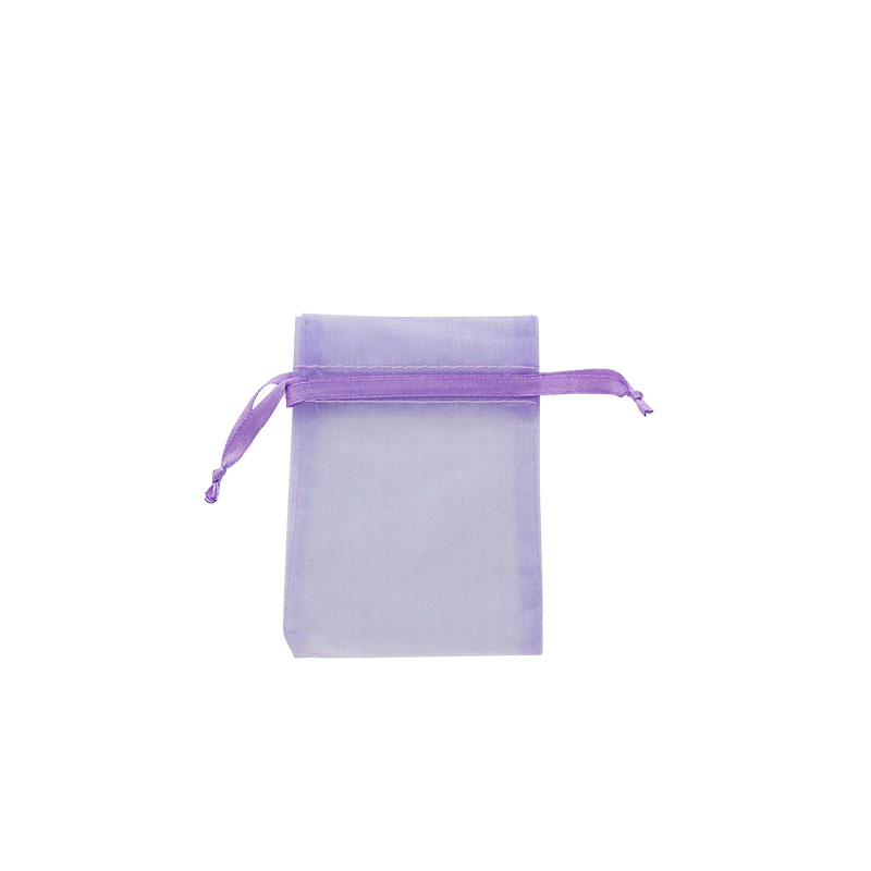 Bourses voile organdi synthetique parme, 9 x 9 cm