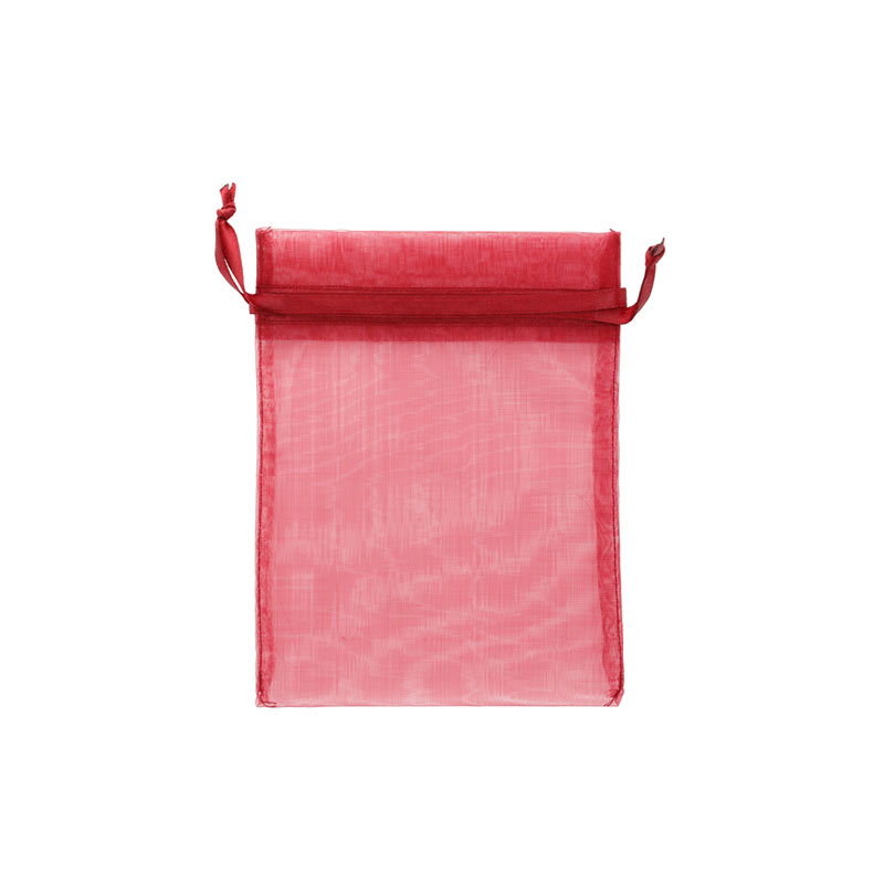 Bourses voile organdi synthétique rouge grenat, 9 x 9cm