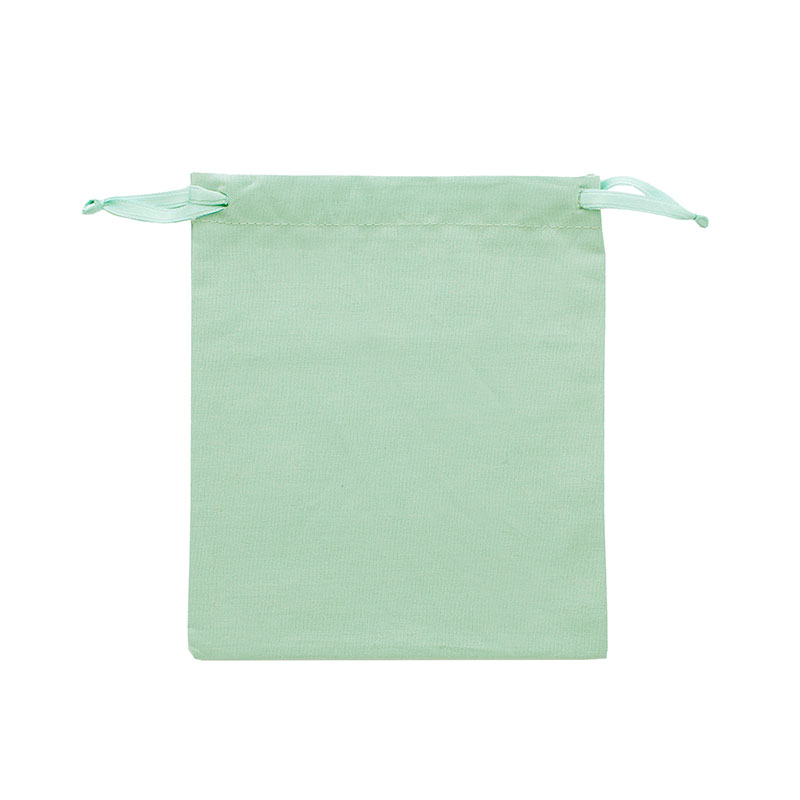 Bourses 100% coton avec rubans satin vert sauge 12 x 14cm