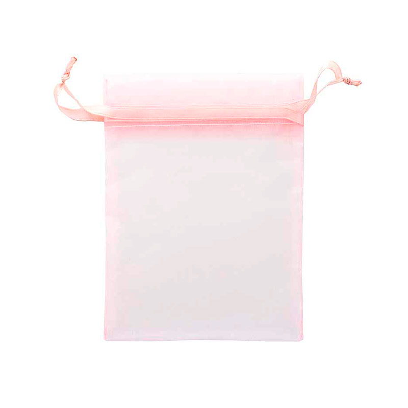 Bourses voile organdi synthétique vieux rose, 12 x 13cm