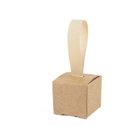 Écrin cadeau carton kraft naturel mat, ruban gros grain - 4 x 4 x H 4cm