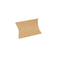 Berlingots carton kraft naturel à pois/triangles - Dorure à chaud 350g - 7 x 7,5 x 2,3cm