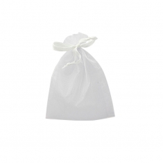 Bourses voile organdi synthetique blanc, 12 x 13 cm