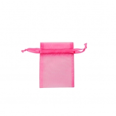 Bourses voile organdi synthetique fuchsia, 9 x 9 cm