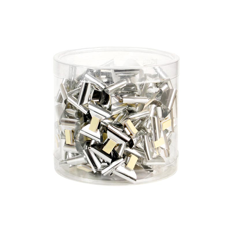 Noeuds papillons adhésifs argent métallisé ø 2,5 cm - Boîte de 150 pcs