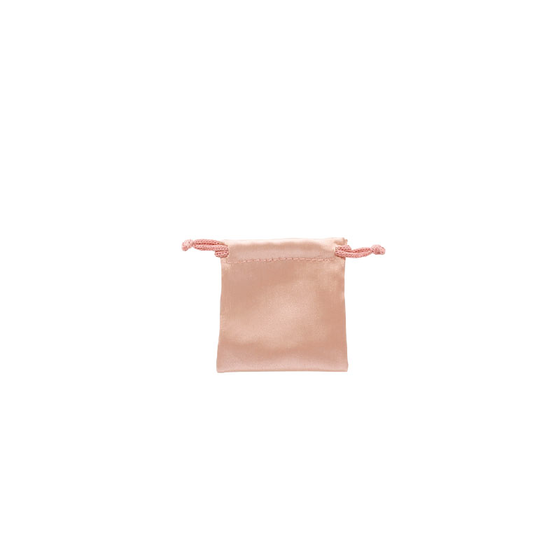 Bourses satin synthétique avec cordelettes coton rose poudré 7 x 7 cm